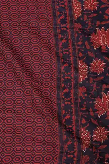  Womens Plus Size Maroon Printed Cotton Anarkali Kurta & Dupatta