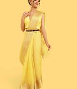 DUNGRANI YELLOW ORGANZA CHEX SAREE