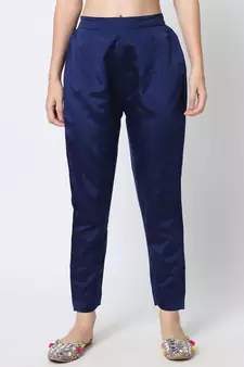 Navy-blue jacquard cotton silk Kurta Pant With Dupatta