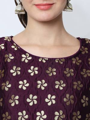 Purple jacquard cotton silk Kurta Pant With Dupatta 2