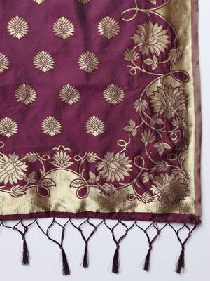 Purple jacquard cotton silk Kurta Pant With Dupatta 3