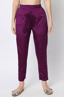 Purple jacquard cotton silk Kurta Pant With Dupatta