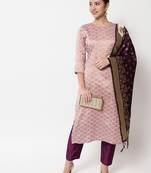 Baby-pink jacquard cotton silk salwar