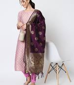 Baby-pink jacquard cotton silk Kurta Pant With Dupatta