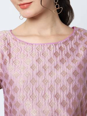 Baby-pink jacquard cotton silk Kurta Pant With Dupatta 2