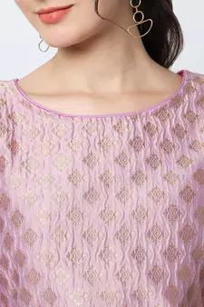 Baby-pink jacquard cotton silk Kurta Pant With Dupatta