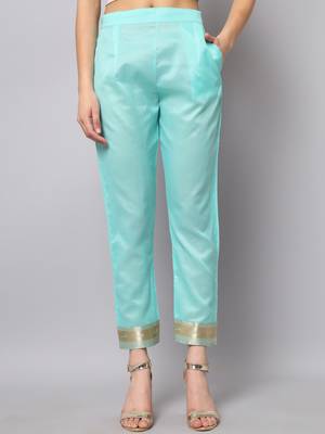 Aqua-blue jacquard cotton silk Kurta Pant With Dupatta 4