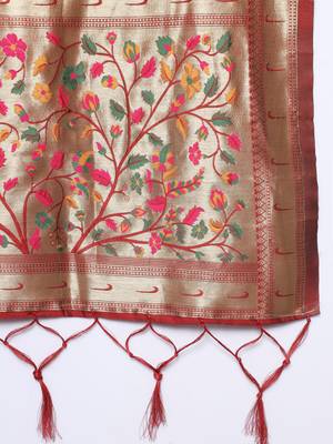 Maroon jacquard cotton silk Kurta Pant With Dupatta 3