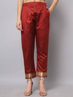 Maroon jacquard cotton silk Kurta Pant With Dupatta 4