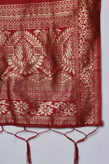 Beige jacquard cotton silk Kurta Pant With Dupatta