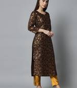 Brown jacquard cotton silk Kurta Pant With Dupatta
