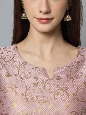Baby-pink jacquard cotton silk Kurta Pant With Dupatta 2