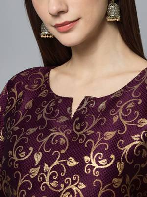 Purple jacquard cotton silk Kurta Pant With Dupatta 2