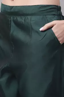 Dark-green jacquard cotton silk Kurta Pant With Dupatta