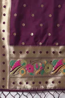 Purple jacquard cotton silk Kurta Pant With Dupatta