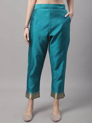 Aqua-blue jacquard cotton silk Kurta Pant With Dupatta 4