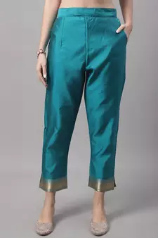 Aqua-blue jacquard cotton silk Kurta Pant With Dupatta