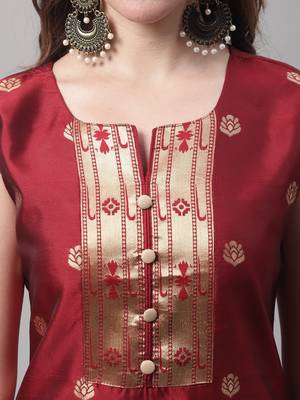 Maroon jacquard cotton silk salwar 2