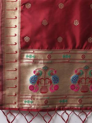 Maroon jacquard cotton silk salwar 3