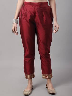 Maroon jacquard cotton silk salwar 4