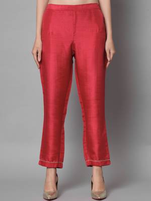 Red jacquard cotton silk Kurta Pant With Dupatta 4