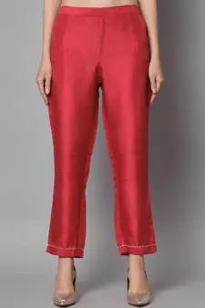 Red jacquard cotton silk Kurta Pant With Dupatta