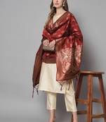 Cream jacquard cotton silk Kurta Pant With Dupatta