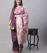 Purple jacquard cotton silk salwar