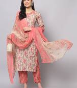 Raspberry printed cotton salwar