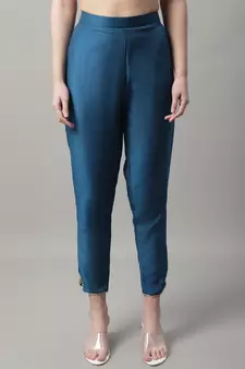 Blue embroidered pure silk Kurta Pant With Dupatta