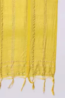 Mustard embroidered silk blend Kurta Pant With Dupatta
