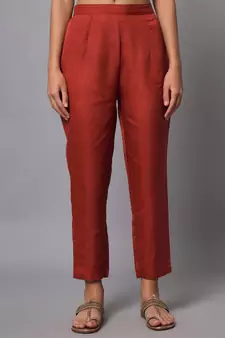 Maroon embroidered chanderi silk Kurta Pant With Dupatta