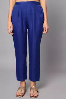 Royal-blue embroidered chanderi silk Kurta Pant With Dupatta
