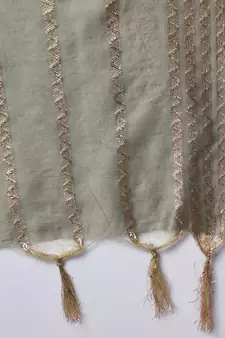 Mehendi embroidered chanderi silk Kurta Pant With Dupatta