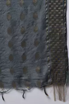 Grey embroidered cotton silk Kurta Pant With Dupatta