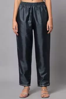 Grey embroidered cotton silk Kurta Pant With Dupatta