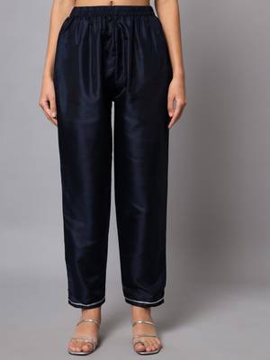 Navy-blue embroidered cotton silk Kurta Pant With Dupatta 4
