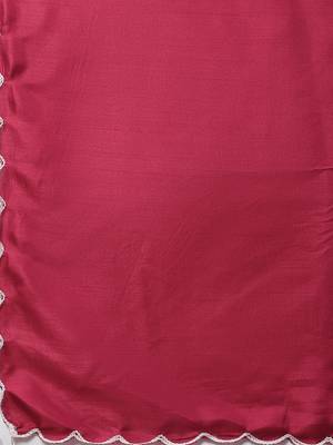 Red embroidered cotton silk Kurta Pant With Dupatta 4