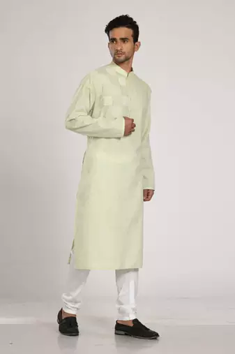 Light Green Box Embroidery On The Yoke Kurta Set