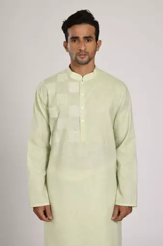 Light Green Box Embroidery On The Yoke Kurta Set