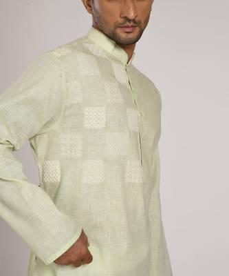 Light Green Box Embroidery On The Yoke Kurta Set 4