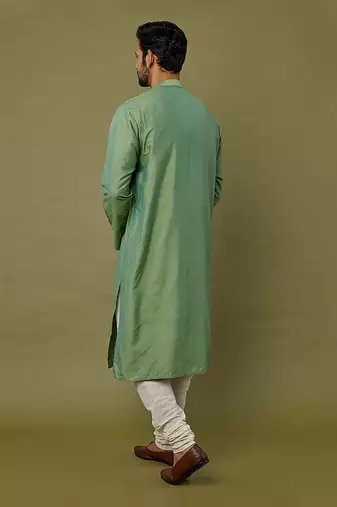 Green Embroidered And Pintux Kurta Set