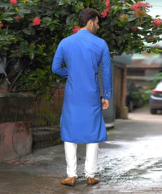 Bright Blue Kurta With Embroidered On One Side Set 2