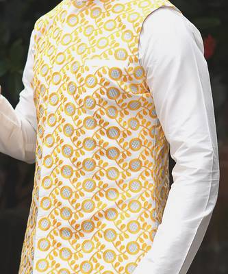 Light Beidge With Stichline And Applique On Kurta With Heavy Hand Zardosi Embroiderey Bundi Set 6