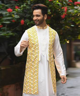 Beidge Sequence Work Front Open Kurta Set 2