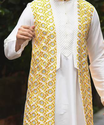 Beidge Sequence Work Front Open Kurta Set 4