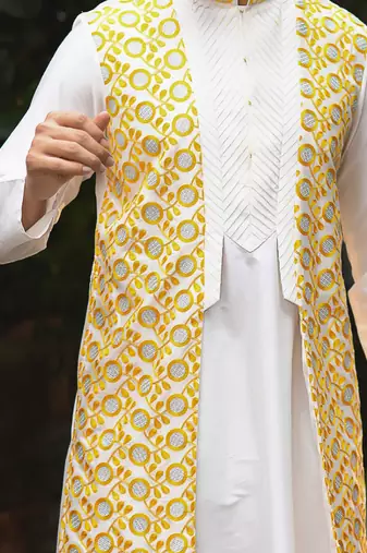 Beidge Sequence Work Front Open Kurta Set