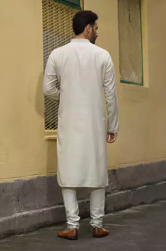 Beidge Sequence Work Front Open Kurta Set