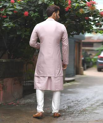 Mauvish Hand Embroidery Stylish Double Layer Kurta With Full Open Jacket Set 3