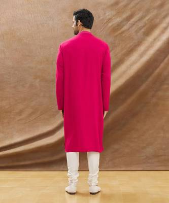 Deep Pink Kurt With Heavy Embroidery All Over With Churidar Set 2